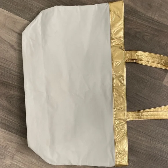 Victoria's Secret White Tote with Gold and Pink Accents - Picture 4 of 5